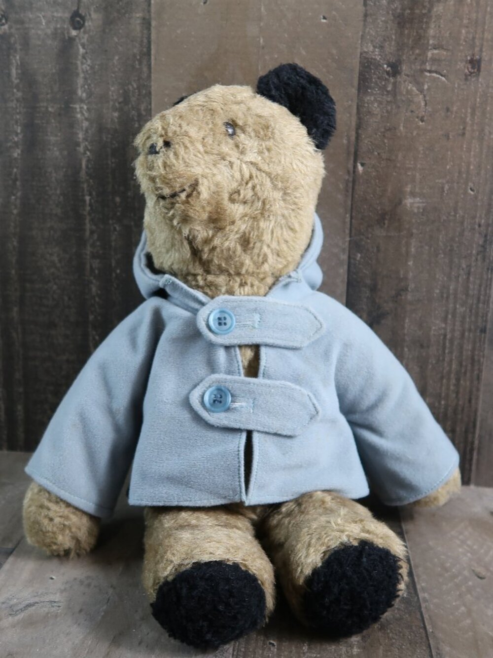 Vintage Paddington Bear Brown Teddy Bear Plush Stuffed Toy 1970s Blue Jacket